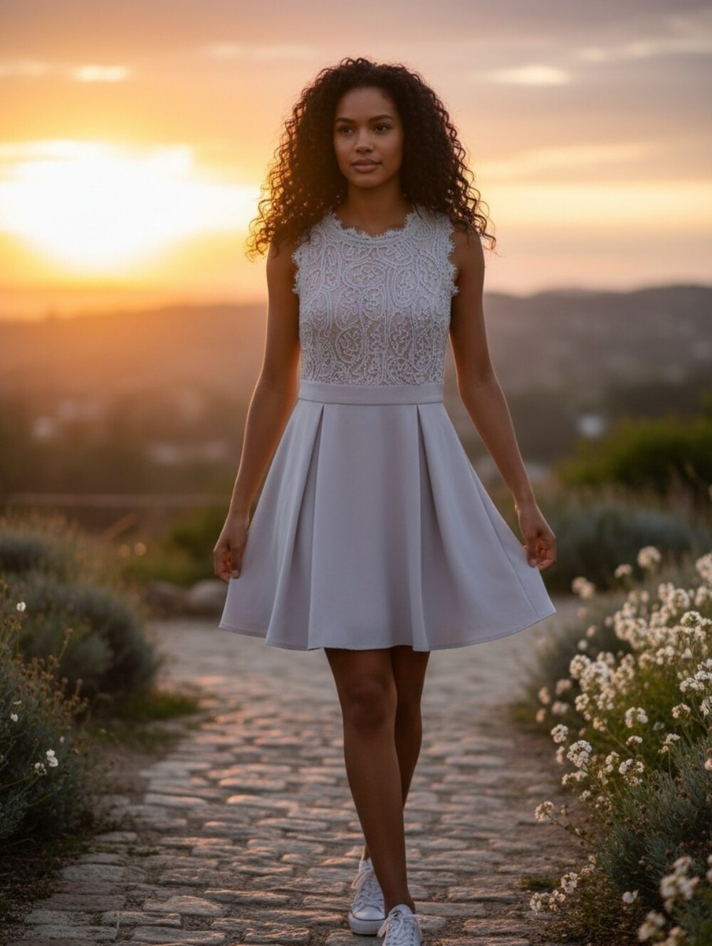 Romeo & Juliet Couture Lace Bodice Mini Dress in Light Gray